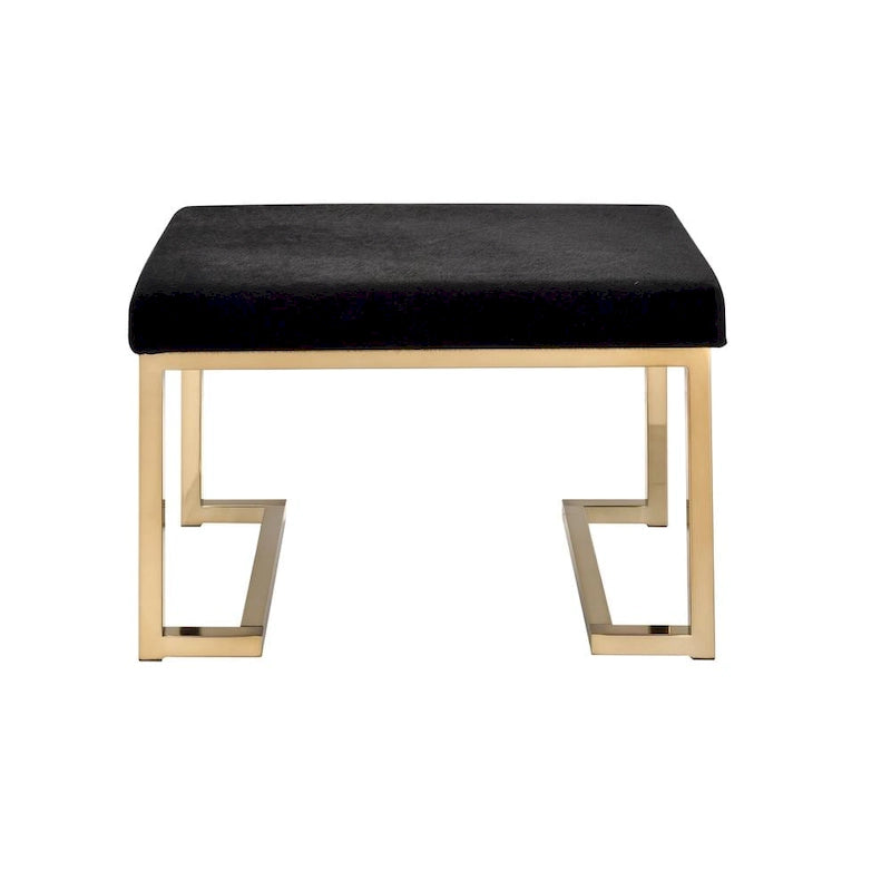 Black Fabric-upholstered Champagne Metal Ottoman