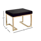 Black Fabric-upholstered Champagne Metal Ottoman