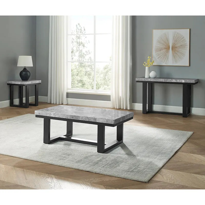Gray Marble Top Side Table