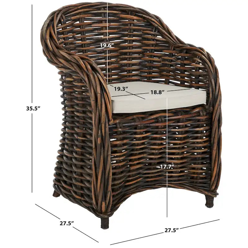 Natural Rattan Club Chair - 27.5 x 27.5 x 35.5 - 28Wx28Dx36H