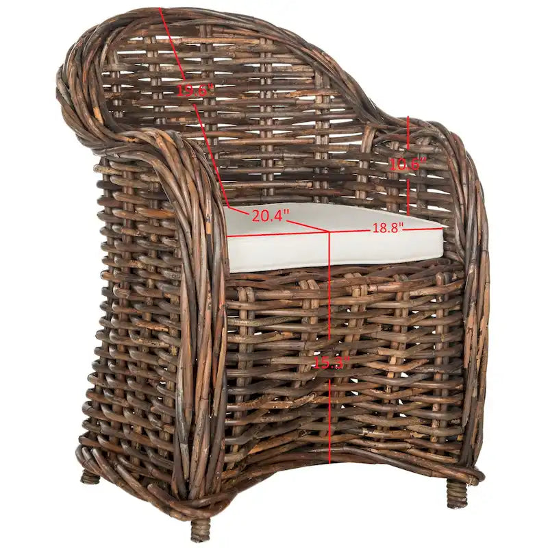 Natural Rattan Club Chair - 27.5 x 27.5 x 35.5 - 28Wx28Dx36H