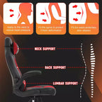 FDW PC Gaming Chair Office Chair Desk Chair with Lumbar Support Flip Up Arms Headrest