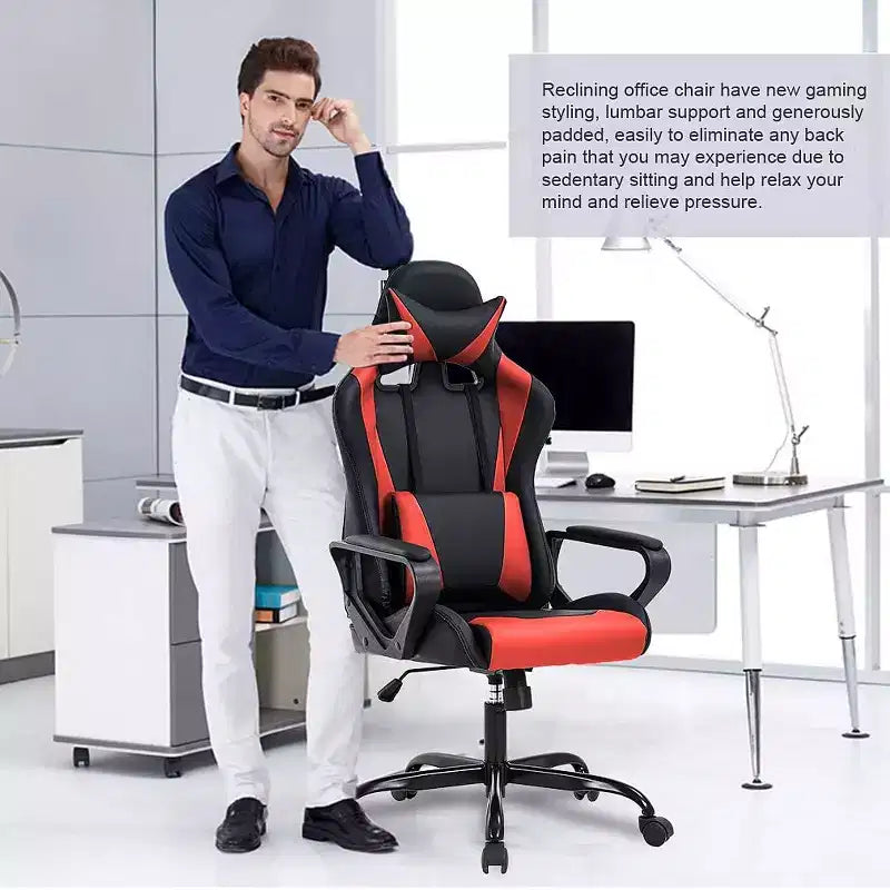 FDW Office Chair Gaming Chair Desk Chair Executive Chair with Lumbar Support Adjustable Stool Swivel Rolling Computer Chair