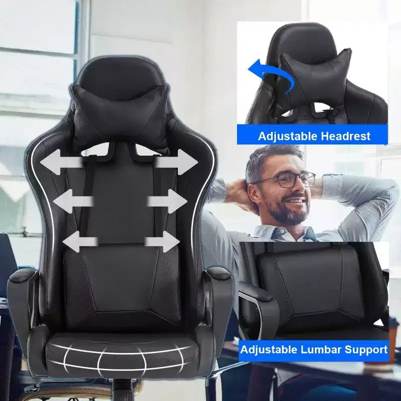 FDW Office Chair Gaming Chair Desk Chair Executive Chair with Lumbar Support Adjustable Stool Swivel Rolling Computer Chair