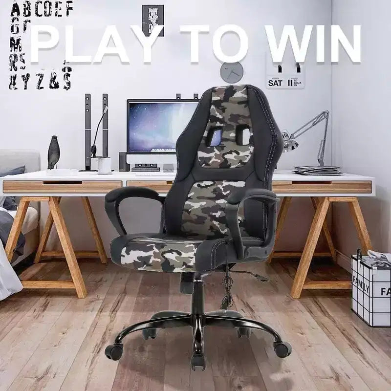 FDW Racing Gaming Chair Home Office Chair Ergonomic Desk Chair Massage PU Leather Computer Chair with Lumbar Support Headrest Armrest