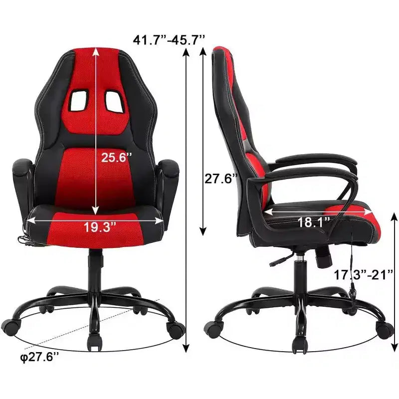 FDW Racing Gaming Chair Home Office Chair Ergonomic Desk Chair Massage PU Leather Computer Chair with Lumbar Support Headrest Armrest