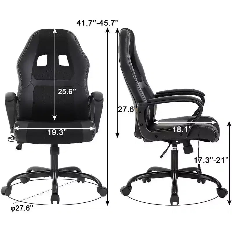 FDW Racing Gaming Chair Home Office Chair Ergonomic Desk Chair Massage PU Leather Computer Chair with Lumbar Support Headrest Armrest