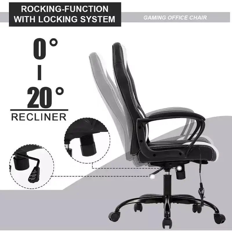 FDW Racing Gaming Chair Home Office Chair Ergonomic Desk Chair Massage PU Leather Computer Chair with Lumbar Support Headrest Armrest