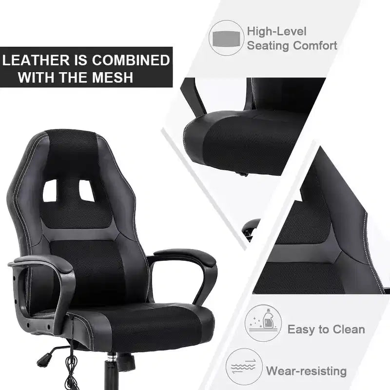 FDW Racing Gaming Chair Home Office Chair Ergonomic Desk Chair Massage PU Leather Computer Chair with Lumbar Support Headrest Armrest