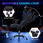 FDW Racing Gaming Chair Video Game Chairs with Computer Desk PU Leather Headrest Lumbar Support & 360-Swivel Seat