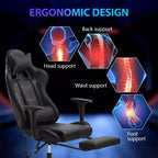 FDW Racing Gaming Chair Video Game Chairs with Computer Desk PU Leather Headrest Lumbar Support & 360-Swivel Seat