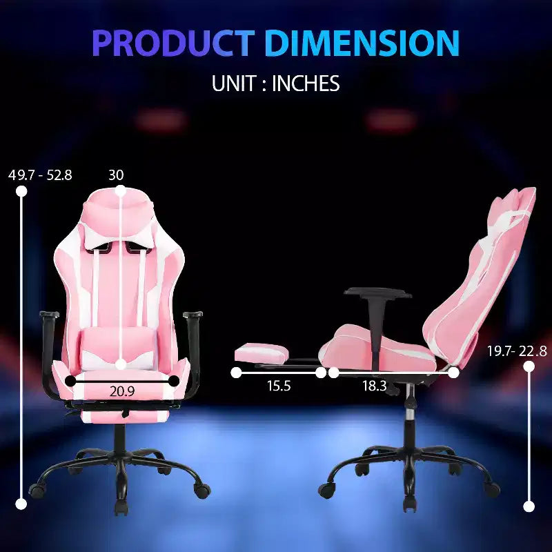 FDW Racing Gaming Chair Video Game Chairs with Computer Desk PU Leather Headrest Lumbar Support & 360-Swivel Seat