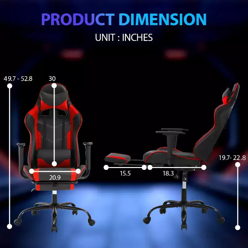 FDW Racing Gaming Chair Video Game Chairs with Computer Desk PU Leather Headrest Lumbar Support & 360-Swivel Seat