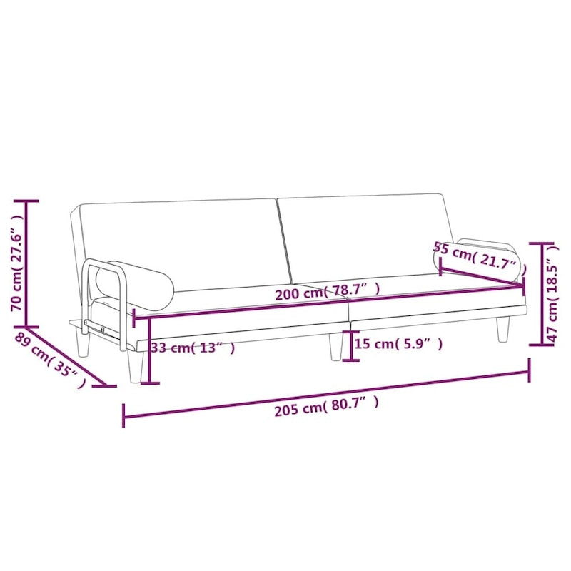 Sleeper Sofa with Armrests Sofa Couch Recliner Chair Loveseat Fabric - 80.7 x 35 x 27.6