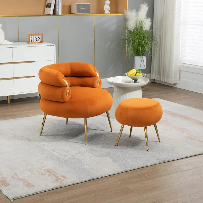 Accent Chair Modern Upholstered Armchair Tufted Chair with Metal Frame - 29.13 x 27.95 x 28.35