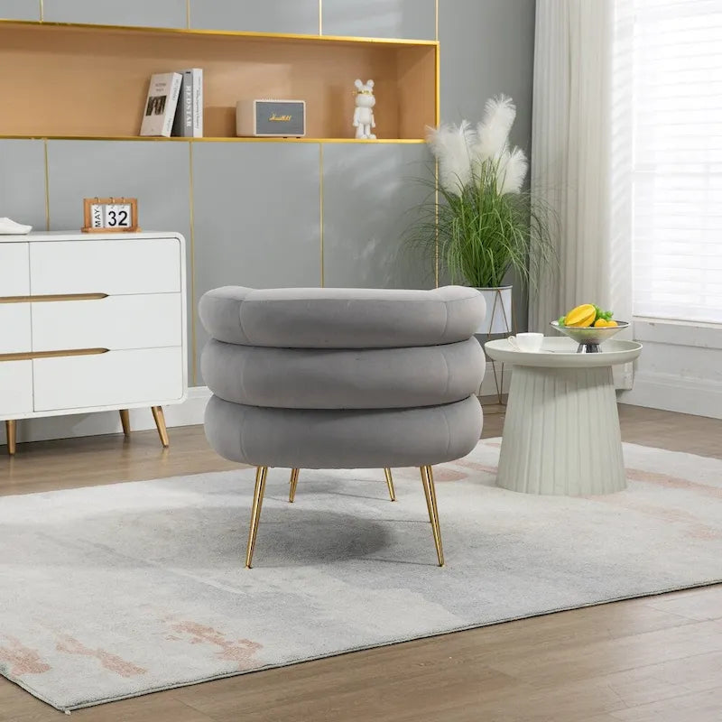 Accent Chair Modern Upholstered Armchair Tufted Chair with Metal Frame - 29.13 x 27.95 x 28.35