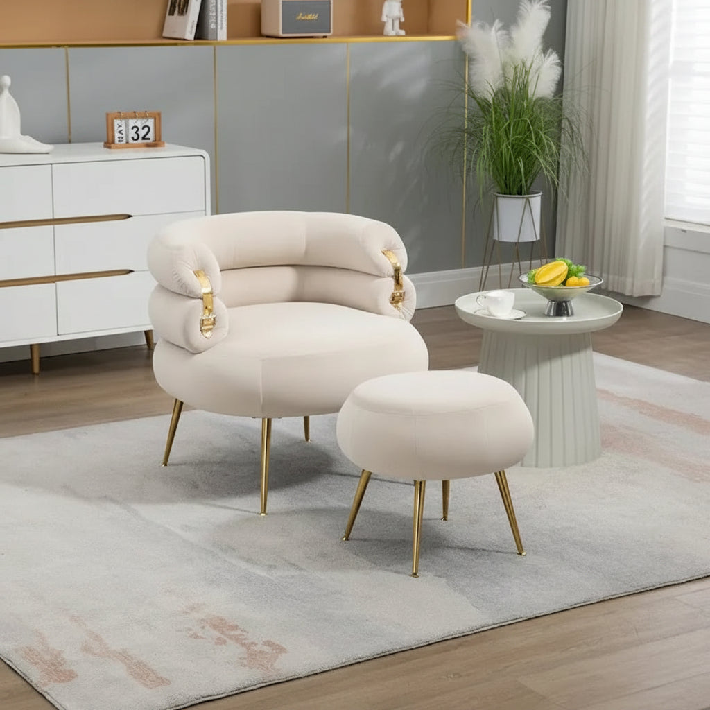 Accent Chair Modern Upholstered Armchair Tufted Chair with Metal Frame - 29.13 x 27.95 x 28.35