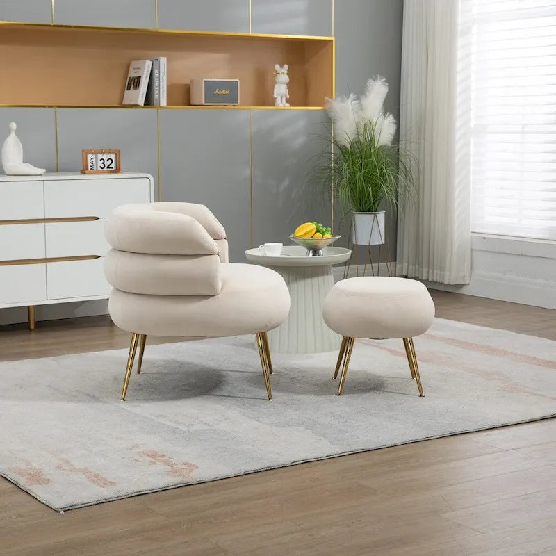 Accent Chair Modern Upholstered Armchair Tufted Chair with Metal Frame - 29.13 x 27.95 x 28.35