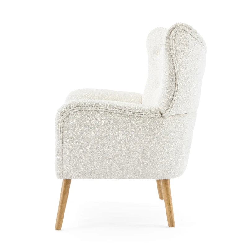 Almond Boucle Wingback Tufted Club Chair
