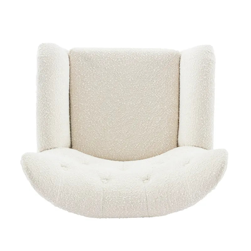 Almond Boucle Wingback Tufted Club Chair