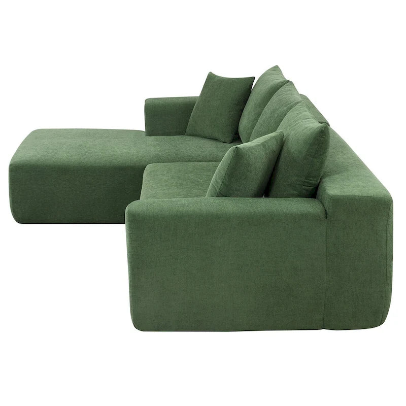 109-inch Green Modular L-shaped Minimalist Upholstered Sectional Sofa Set with Two Pieces Combination - 109W x 68D x 28.5H