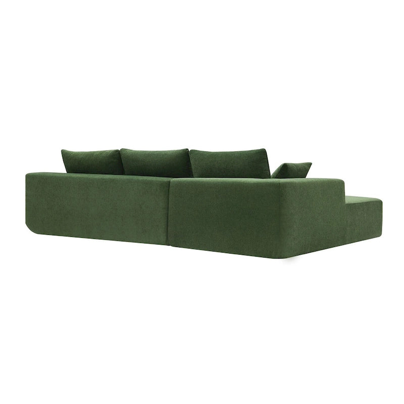109-inch Green Modular L-shaped Minimalist Upholstered Sectional Sofa Set with Two Pieces Combination - 109W x 68D x 28.5H