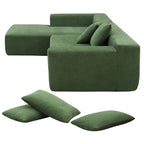 109-inch Green Modular L-shaped Minimalist Upholstered Sectional Sofa Set with Two Pieces Combination - 109W x 68D x 28.5H
