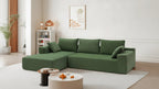 109-inch Green Modular L-shaped Minimalist Upholstered Sectional Sofa Set with Two Pieces Combination - 109W x 68D x 28.5H
