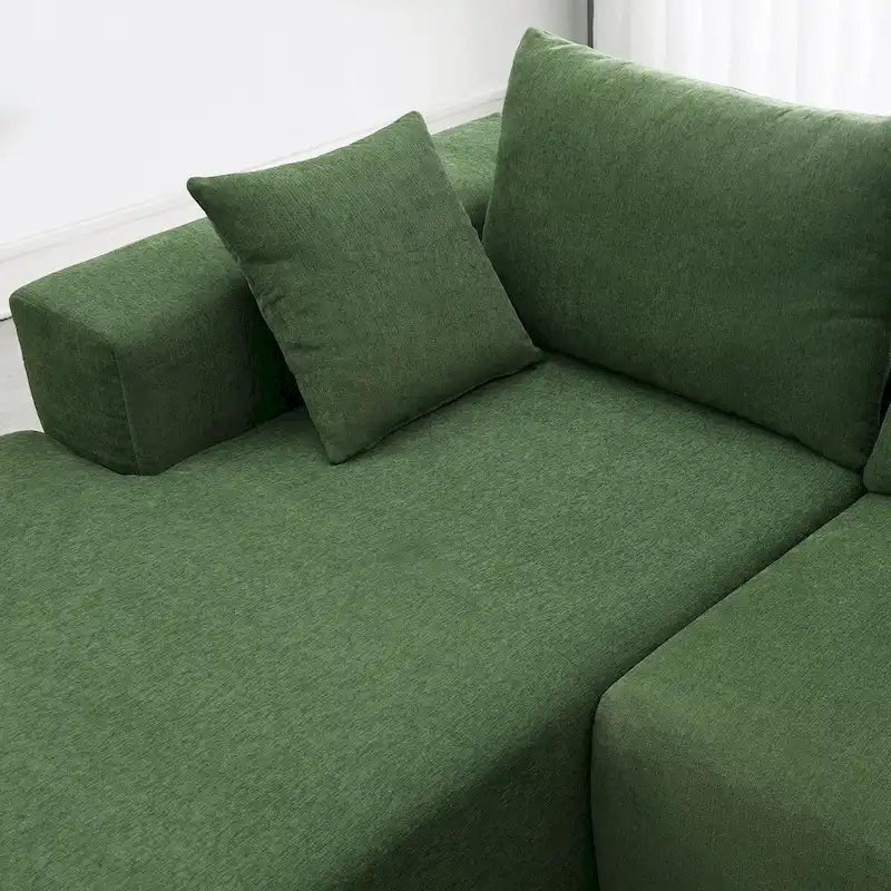 109-inch Green Modular L-shaped Minimalist Upholstered Sectional Sofa Set with Two Pieces Combination - 109W x 68D x 28.5H