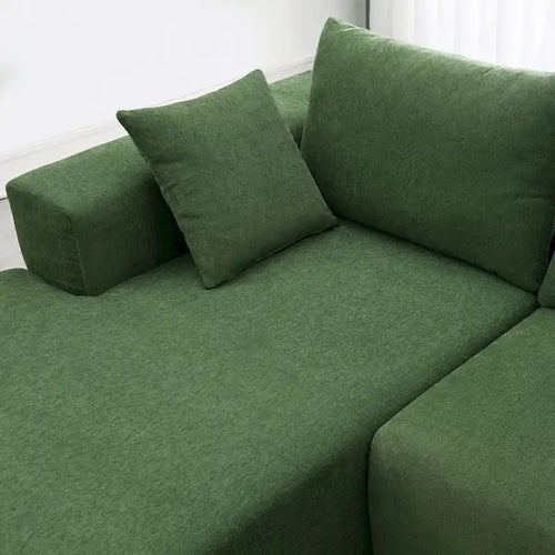 109-inch Green Modular L-shaped Minimalist Upholstered Sectional Sofa Set with Two Pieces Combination - 109W x 68D x 28.5H