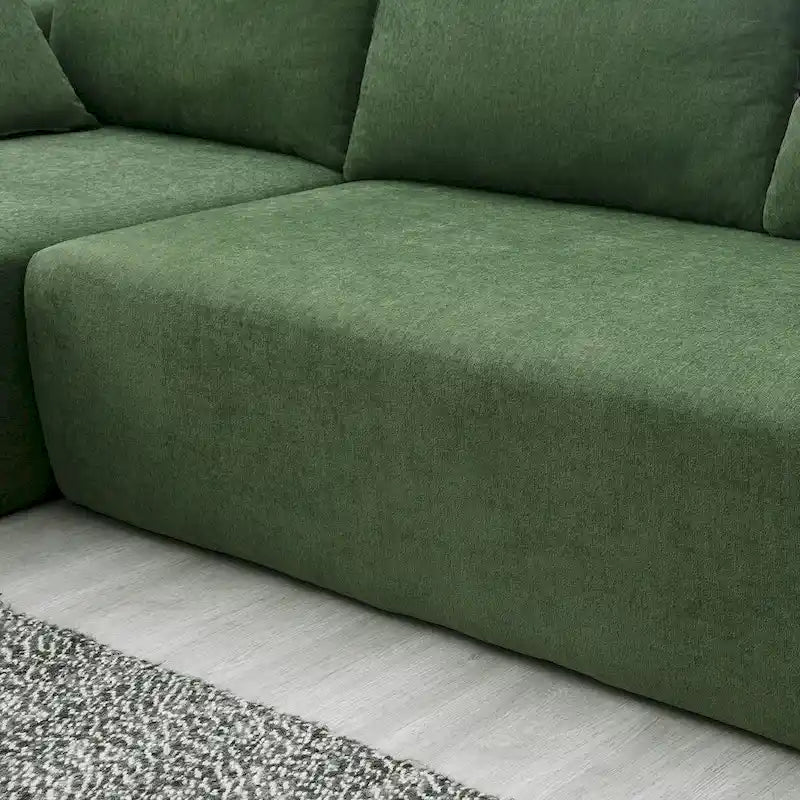 109-inch Green Modular L-shaped Minimalist Upholstered Sectional Sofa Set with Two Pieces Combination - 109W x 68D x 28.5H