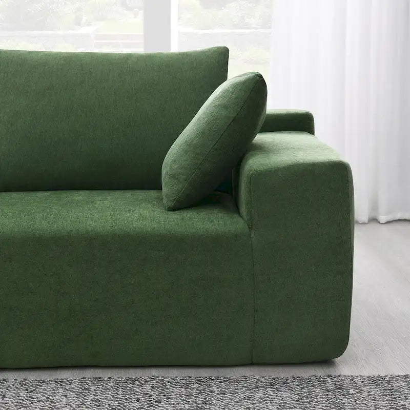 109-inch Green Modular L-shaped Minimalist Upholstered Sectional Sofa Set with Two Pieces Combination - 109W x 68D x 28.5H