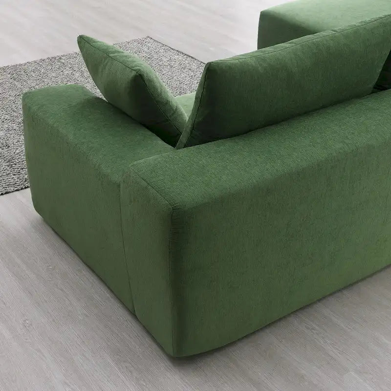 109-inch Green Modular L-shaped Minimalist Upholstered Sectional Sofa Set with Two Pieces Combination - 109W x 68D x 28.5H