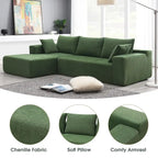 109-inch Green Modular L-shaped Minimalist Upholstered Sectional Sofa Set with Two Pieces Combination - 109W x 68D x 28.5H