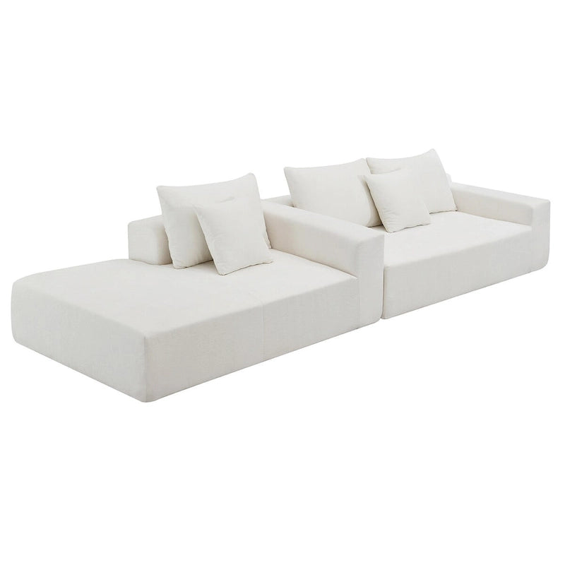 109-inch Green Modular L-shaped Minimalist Upholstered Sectional Sofa Set with Two Pieces Combination - 109W x 68D x 28.5H