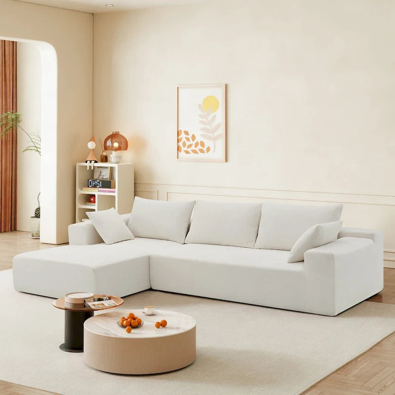 109-inch Green Modular L-shaped Minimalist Upholstered Sectional Sofa Set with Two Pieces Combination - 109W x 68D x 28.5H
