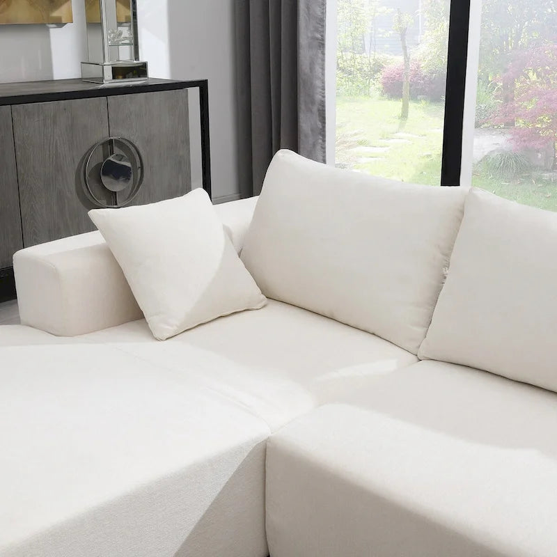109-inch Green Modular L-shaped Minimalist Upholstered Sectional Sofa Set with Two Pieces Combination - 109W x 68D x 28.5H
