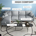 Fabric Sectional Couch with Reversible Sleeper Sofa, Modern L Shaped Sectional Sofa with Pillows, Wooden Legs