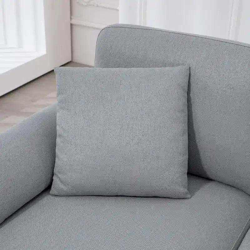 Fabric Sectional Couch with Reversible Sleeper Sofa, Modern L Shaped Sectional Sofa with Pillows, Wooden Legs