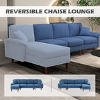 Fabric Sectional Couch with Reversible Sleeper Sofa, Modern L Shaped Sectional Sofa with Pillows, Wooden Legs