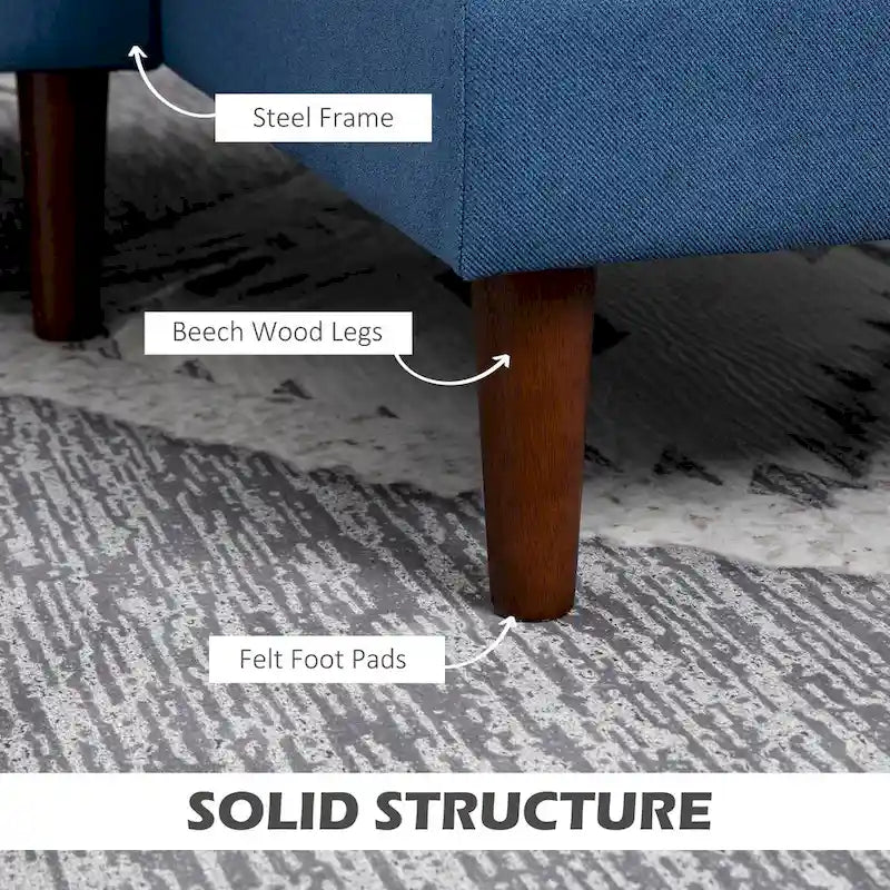 Fabric Sectional Couch with Reversible Sleeper Sofa, Modern L Shaped Sectional Sofa with Pillows, Wooden Legs