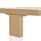 Modern Contemporary C-Shaped Side Table Snack Table with Tempered Glass, Steel and Acrylic Frame, Lockable Casters