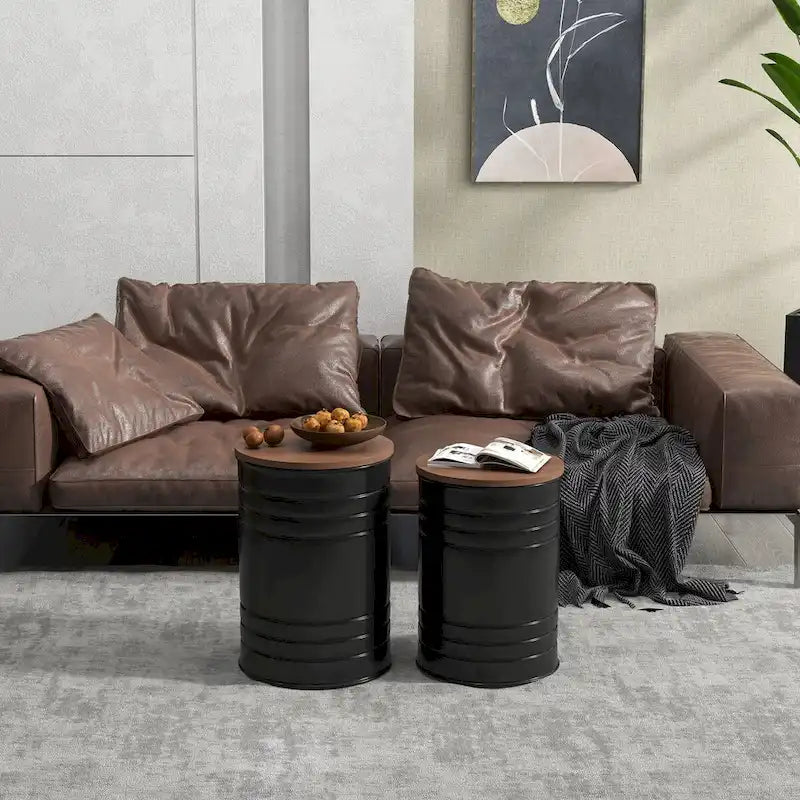 Nesting Storage Ottomans Set of 2 with Lids, Hidden Space
