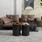 Nesting Storage Ottomans Set of 2 with Lids, Hidden Space