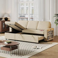 Convertible Sleeper Sofa Bed with Storage Chaise and USB Port, L-Shaped Couch,Beige