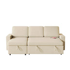 Convertible Sleeper Sofa Bed with Storage Chaise and USB Port, L-Shaped Couch,Beige