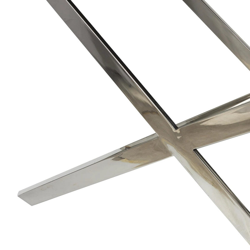 Leather Tray Table Side End Accent Table with Diagonal Silver Legs and Handles - Grey